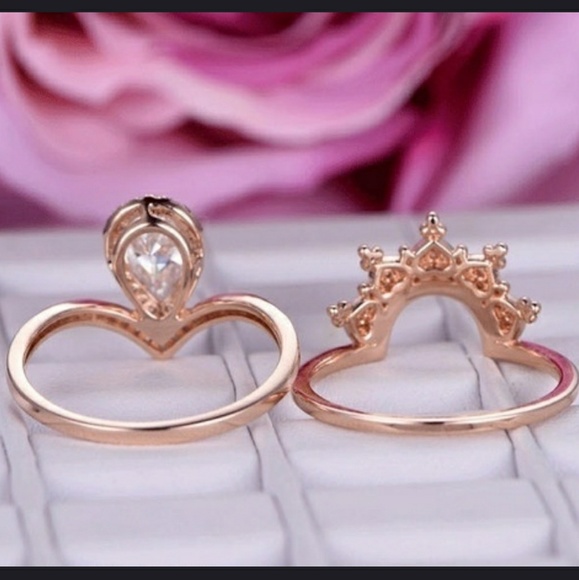 HP🌸Rose Gold Pear Cut Bridal Set - Picture 3 of 5